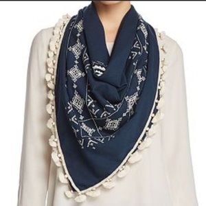 Tory Burch Tassel Embroidered Geometric Scarf